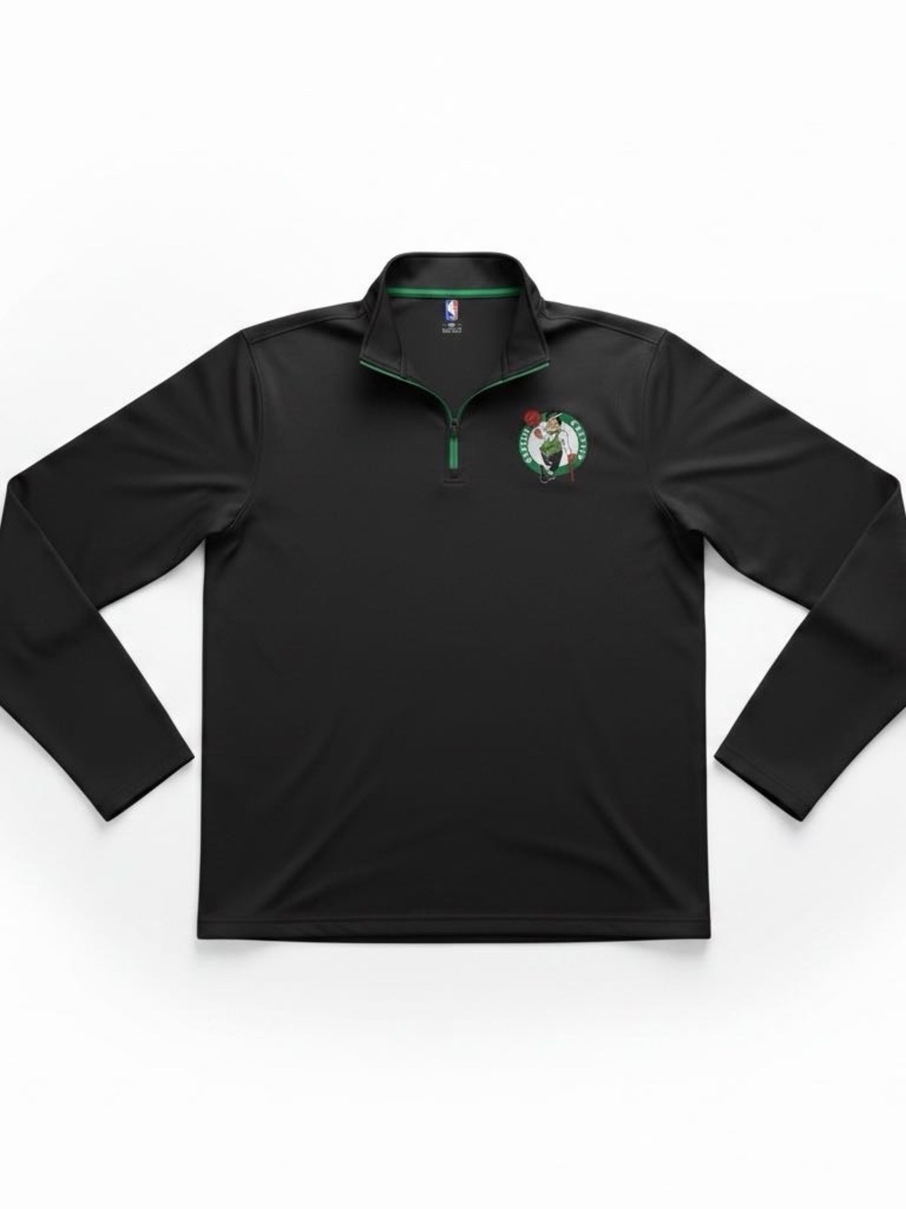 NBA Black Pullover with Green Accent and Celtics Logo